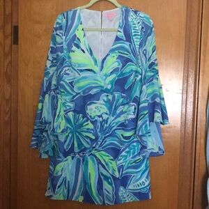 Lily Pulitzer Women's Blue and Green Floral lined dress